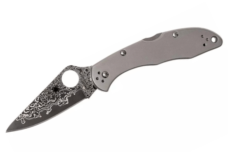 Couteau pliant Spyderco Endura 4 Titanium Damas C10TIPD manche en titane 12,5cm + étui