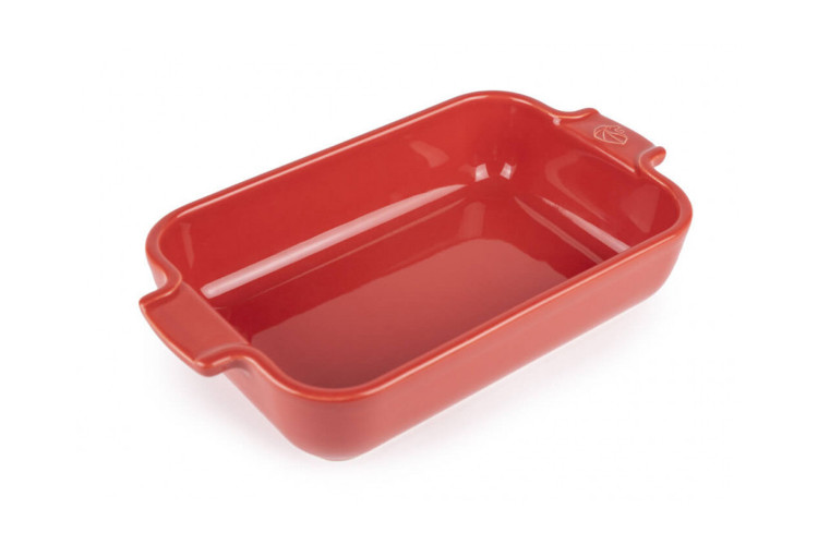 Plat four individuel rectangle Peugeot Appolia en c&eacute;ramique rouge 18x12x4,5cm