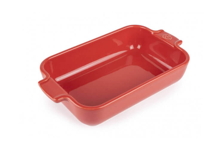Plat four individuel rectangle Peugeot Appolia en céramique rouge 18x12x4,5cm