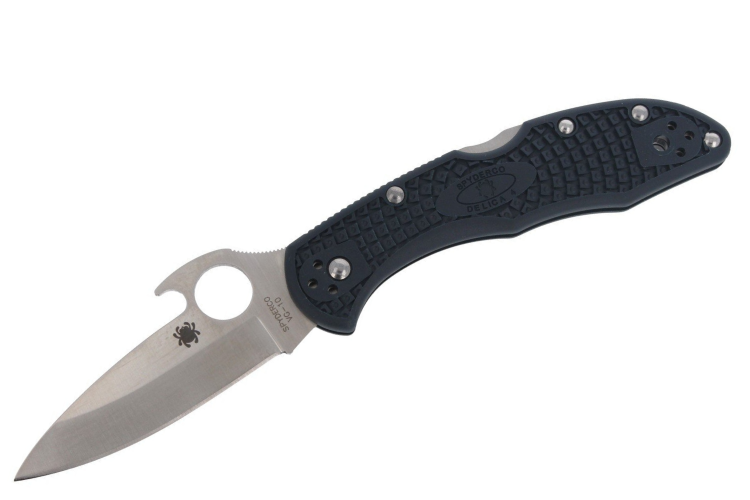 Couteau pliant Spyderco Delica 4 Wave C11PGYW manche fibre de verre noir 10,8cm