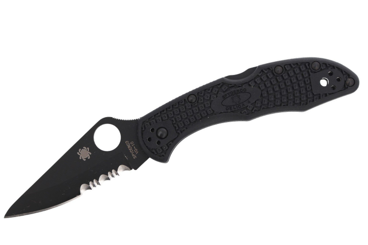 Couteau pliant Spyderco Delica 4 C11PSBBK semi dent&eacute; manche nylon/fibre de verre noir 10,8cm