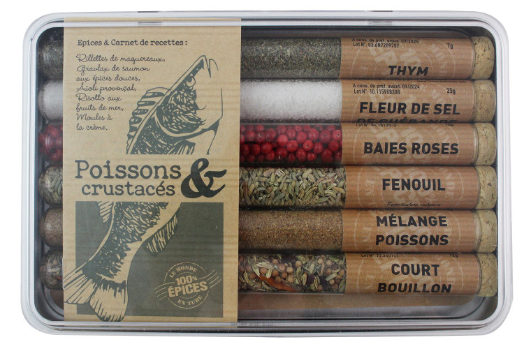 Coffret d'&eacute;pices Le Monde en Tube Poissons et Crustac&eacute;s 6 saveurs