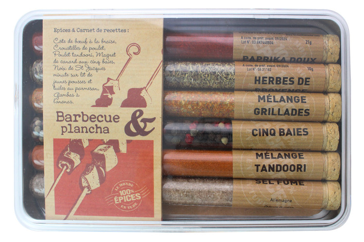 Coffret d'&eacute;pices Le Monde en Tube Barbecue et Plancha 6 saveurs