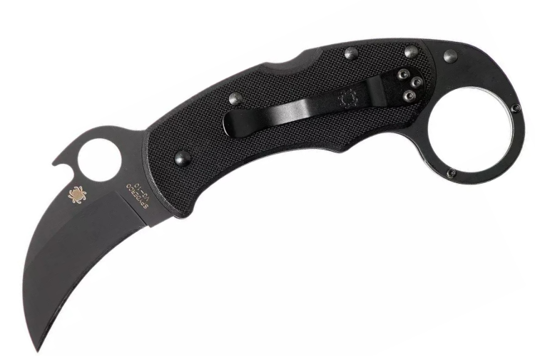 Couteau pliant Spyderco Karahawk C170GBBKP manche en G10 tout en noir 11,4cm