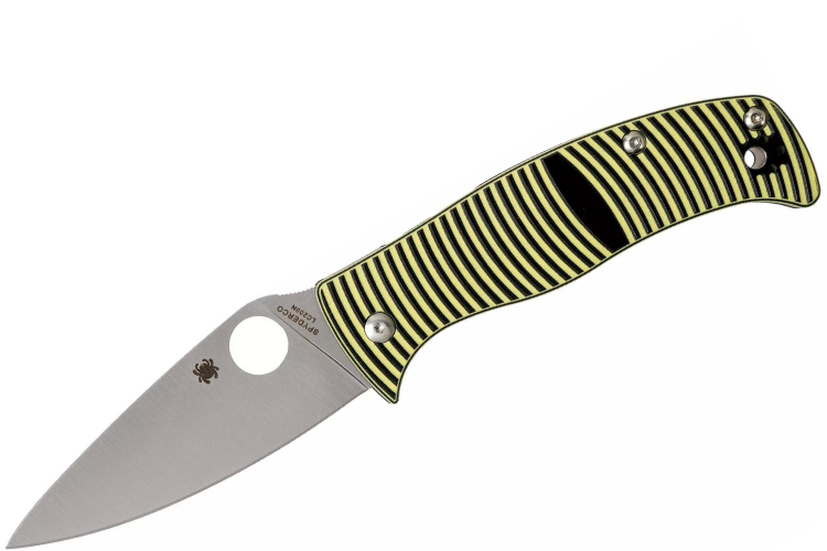 Couteau pliant Spyderco Caribbean Leaf manche en G10 noir &agrave; rayure jaune 12,3cm