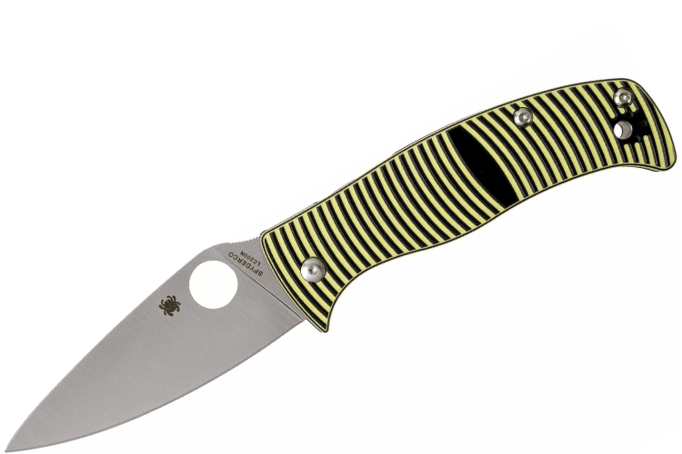 Couteau pliant Spyderco Caribbean Leaf manche en G10 noir à rayure jaune 12,3cm
