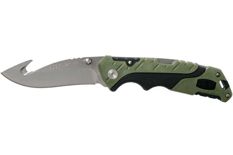 Couteau pliant BUCK PURSUIT LARGE GUTHOOK 0660GRG manche nylon/fibres de verre 12,6cm + &Eacute;tui