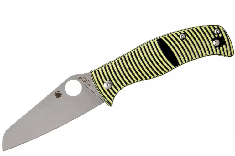 Couteau pliant Spdyerco Caribbean Sheepfoot C217GPSF manche en G10 &agrave; rayures noir et jaune 12,3cm
