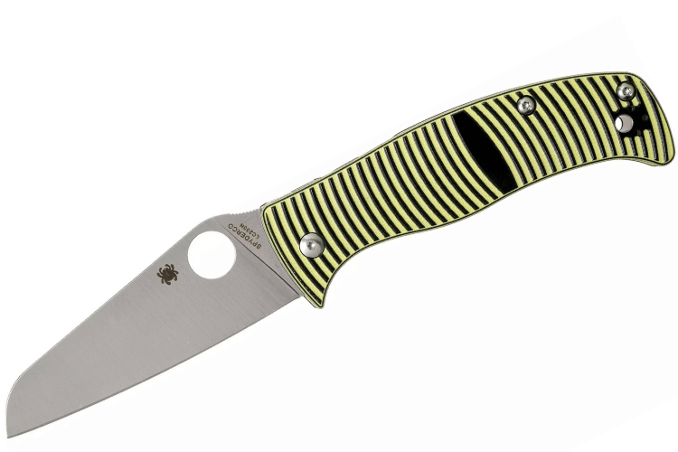 Couteau pliant Spdyerco Caribbean Sheepfoot C217GPSF manche en G10 à rayures noir et jaune 12,3cm