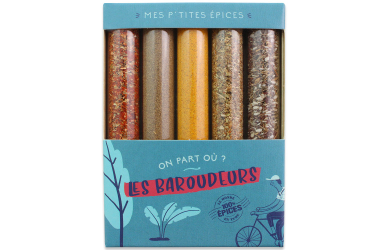 Coffret 5 mini tubes d'&eacute;pices Le Monde en Tube Mes p'tites &eacute;pices Les baroudeurs