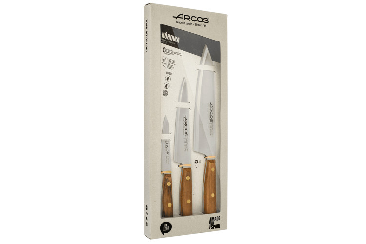 Coffret 3 couteaux de cuisine Arcos Nordika : 1 Office + 2 Cuisine