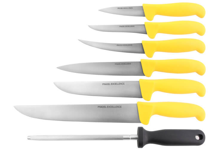 Trousse 6 couteaux de boucher + 1 fusil Pradel Excellence