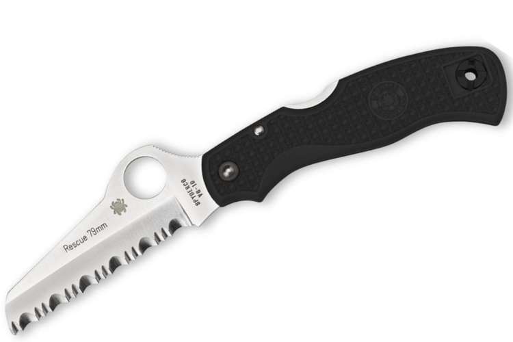 Couteau pliant Spyderco Rescue 79mm C45SBK manche en nylon/fibre de verre noir 10,4cm