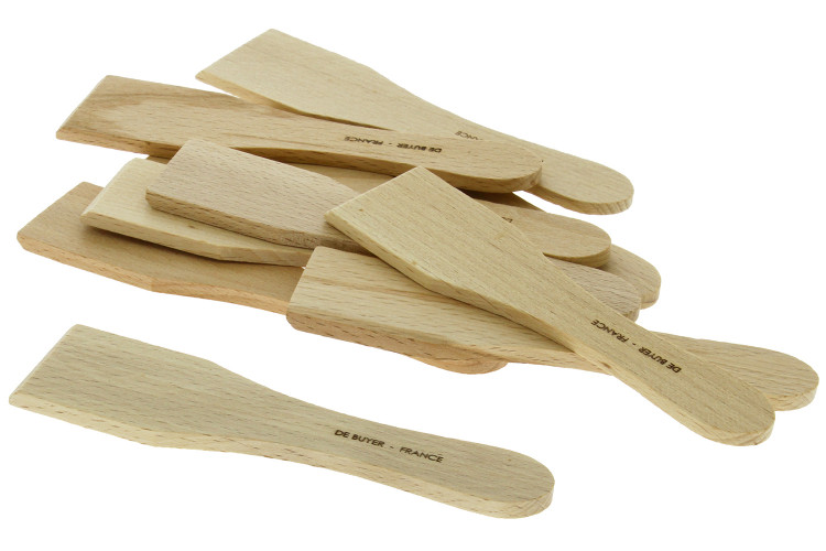 Lot de 10 spatules &agrave; raclette ou blinis De Buyer B Bois en h&ecirc;tre