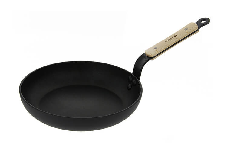 Poêle ronde antiadhésive De Buyer Choc B Bois en aluminium forgé et manche en hêtre