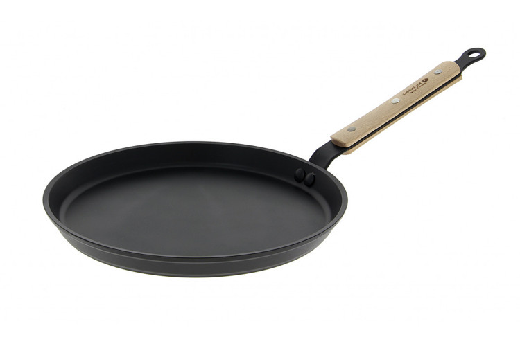 Po&ecirc;le &agrave; cr&ecirc;pes antiadh&eacute;sive De Buyer Choc B Bois en aluminium forg&eacute; et manche en h&ecirc;tre