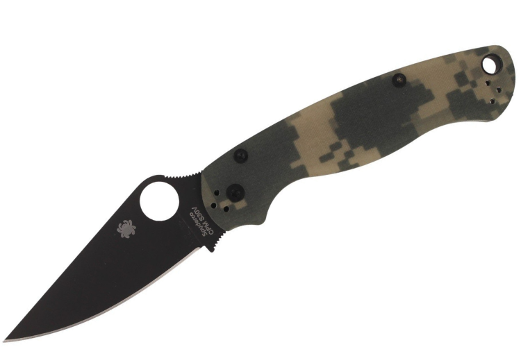 Couteau pliant Spyderco Paramilitary 2 Camo C81GPCMOBK2 lame noire manche en G10 12,2cm