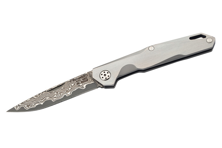 Couteau pliant Herbertz 300008 lame damass&eacute;e manche inox 8cm