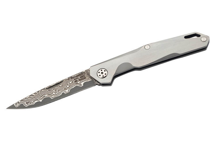 Couteau pliant Herbertz 300008 lame damassée manche inox 8cm