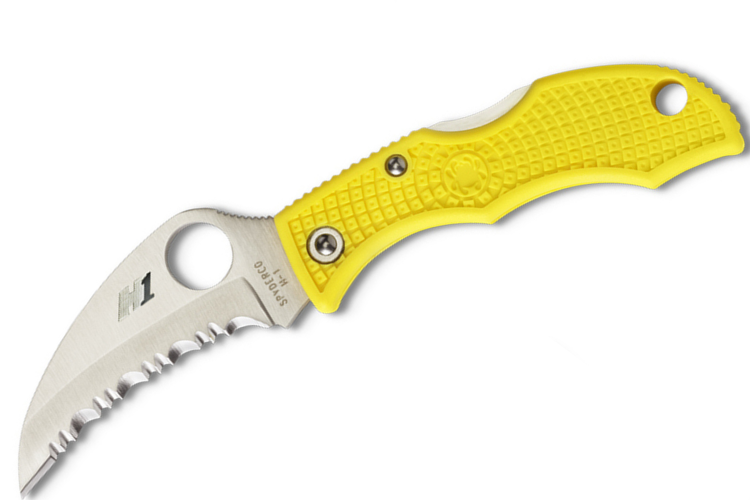Couteau pliant Spyderco Ladybug 3 LYLS3HB lame Hawkbill manche en nylon/fibre de verre jaune 6,2cm