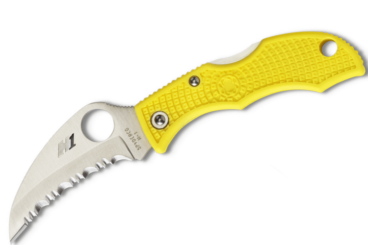 Couteau pliant Spyderco Ladybug 3 LYLS3HB lame Hawkbill manche en nylon/fibre de verre jaune 6,2cm
