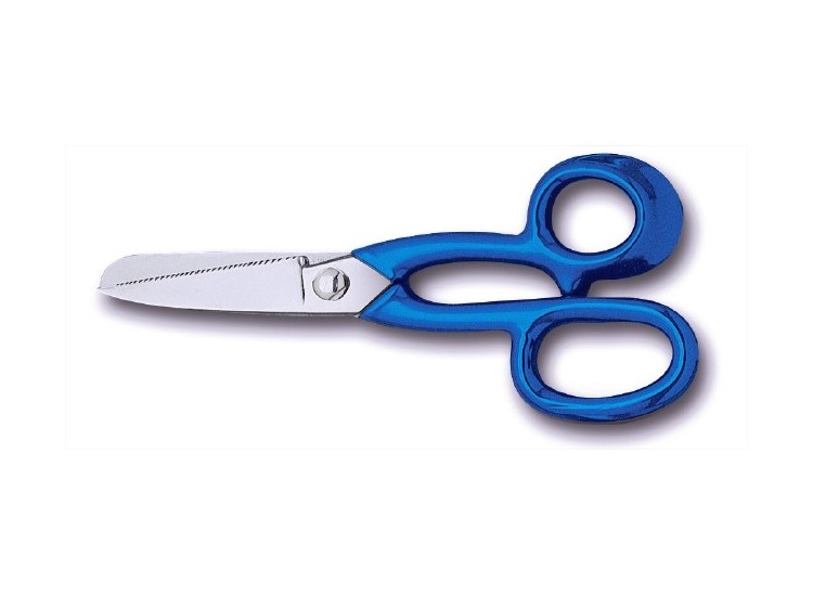 Ciseaux &agrave; poisson Bargoin 22cm acier inoxydable manche bleu plastifi&eacute;