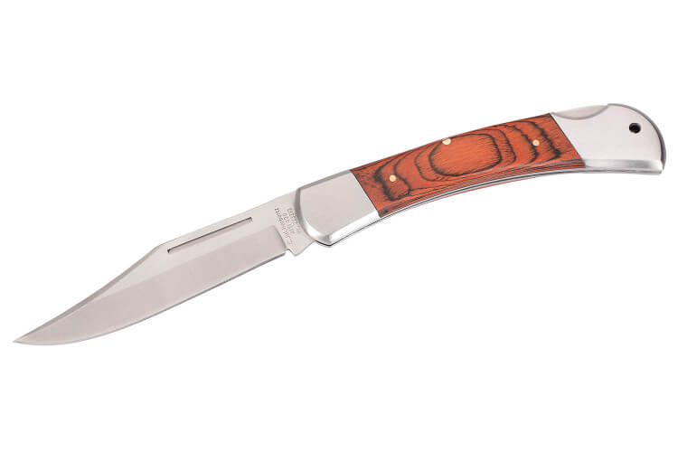 Couteau pliant Herbertz 223312 manche pakkawood marron clair avec double mitre 12,5cm