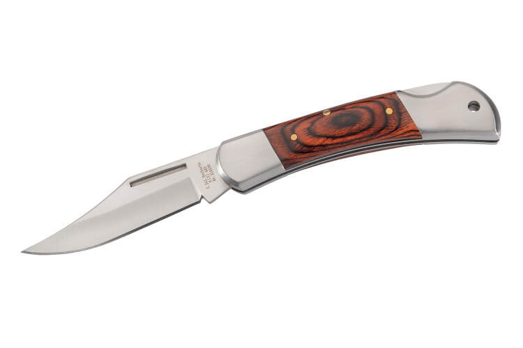 Couteau pliant Herbertz 2141 manche pakkawood marron orangé double mitre