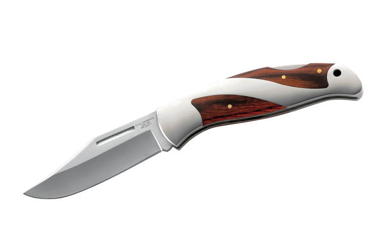 Couteau pliant Herbertz 203111 manche acier / pakkawood 11,2cm + coffret en bois