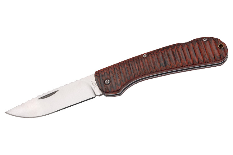 Couteau pliant Herbertz 569811 manche pakkawood stri&eacute; 11,5cm + clip de poche