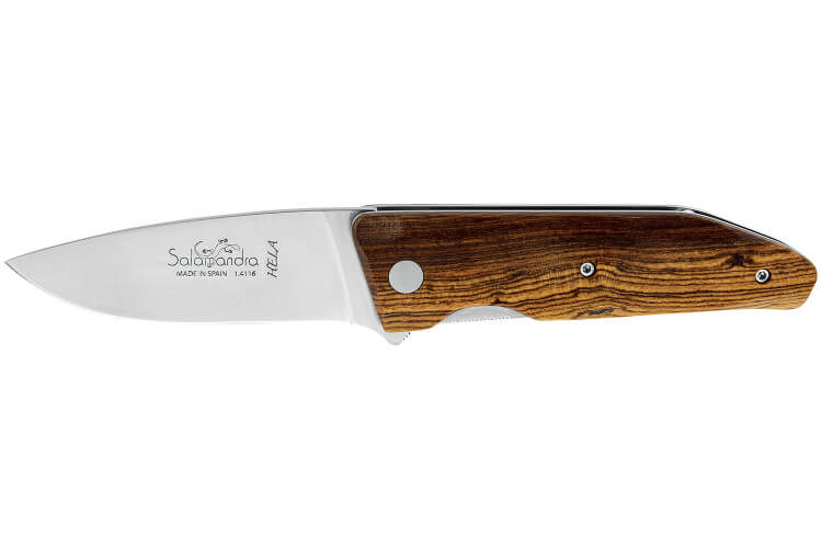Couteau pliant artisanal Salamandra Hela manche bocote 11cm + étui