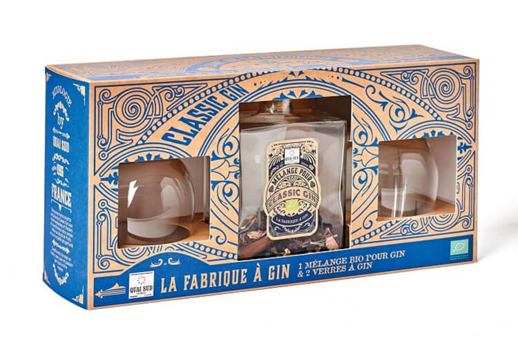 Coffret "La fabrique à Gin" Bio Quai Sud + 2 verres à gin