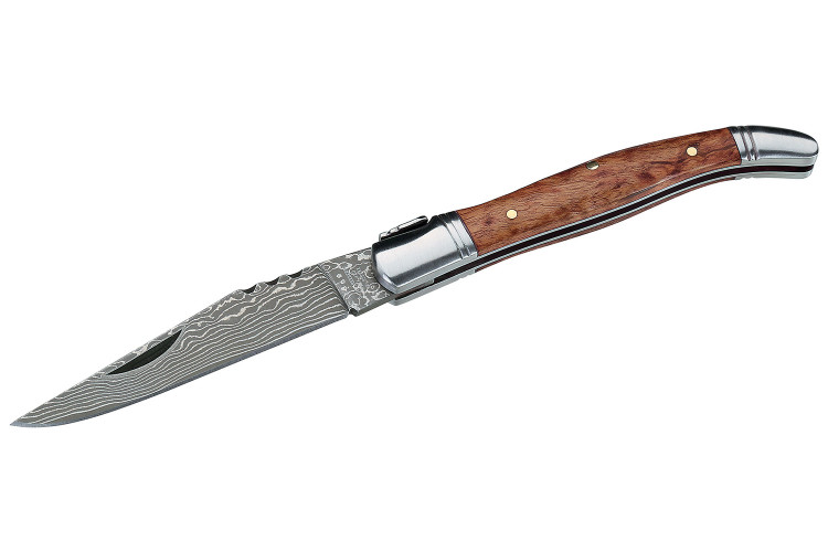 Couteau pliant Laguiole Herbertz 239211 lame damass&eacute;e manche bois de cognassier 10,6cm