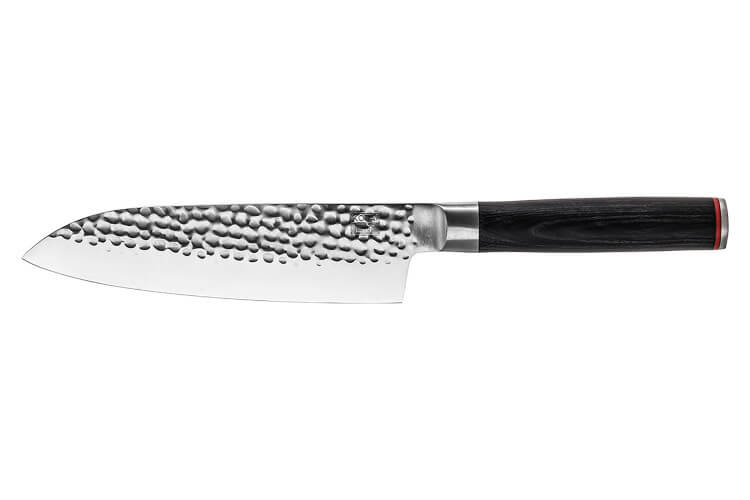 Couteau santoku Kotai lame martelée 18cm manche pakkawood avec fourreau