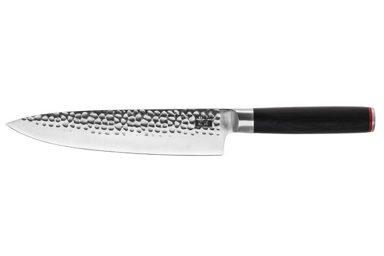Couteau de chef Kotai lame martel&eacute;e 20cm manche pakkawood avec fourreau