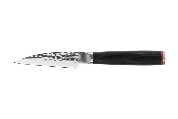 Couteau d'office Kotai lame martelée 10cm manche pakkawood avec fourreau