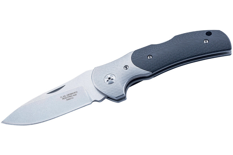 Couteau pliant Herbertz 598312 manche G10 textur&eacute; 11,5cm avec mitre en acier inox