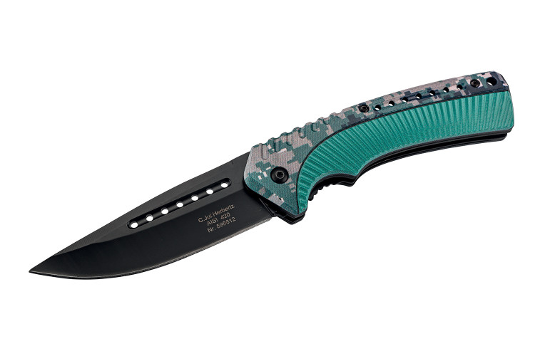 Couteau pliant Herbertz 595612 manche polym&egrave;re design camouflage et antid&eacute;rapant 12cm