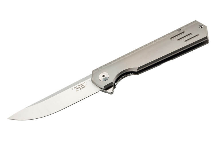 Couteau pliant Herbertz 203713 manche design fin et moderne en titane 12,2cm