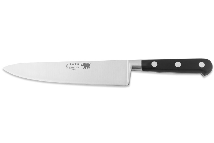 Couteau de chef Sabatier &Eacute;l&eacute;phant 20cm Id&eacute;al Forg&eacute; manche nylon noir