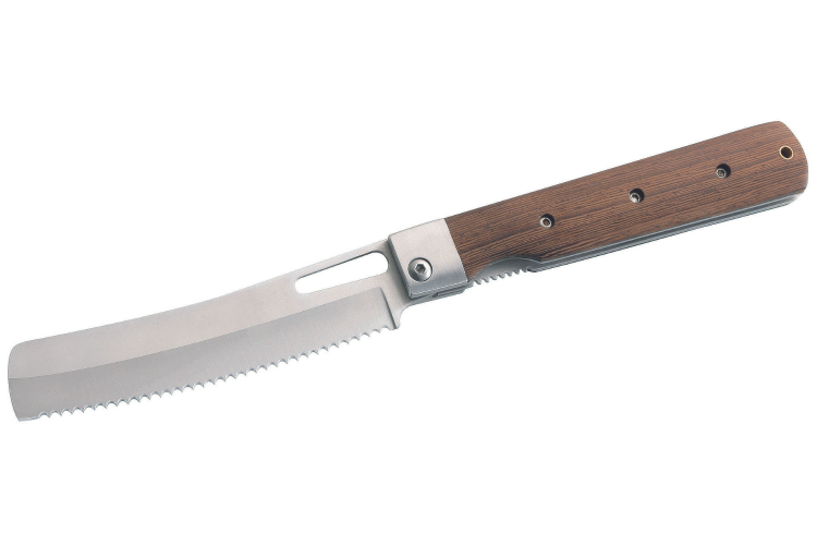 Couteau pliant Herbertz 314913 lame dent&eacute;e manche en bois de tagayasan 12,6cm