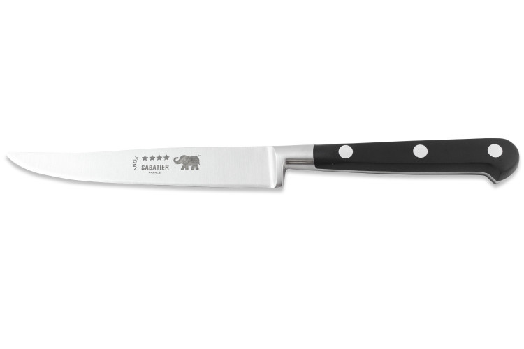 Couteau &agrave; steak Sabatier &Eacute;l&eacute;phant Id&eacute;al Forg&eacute; lame lisse 13cm manche nylon noir
