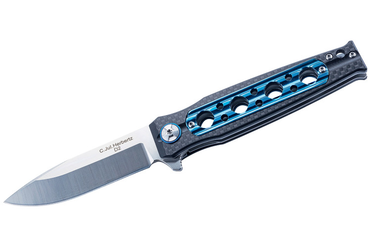 Couteau pliant Herbertz 597312 manche en fibre de carbone et aluminium perc&eacute; 11,8cm