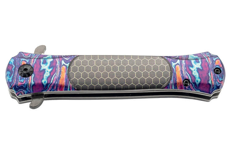 Couteau pliant Herbertz 590912 manche inox imprimé multicolore 11,5cm + étui