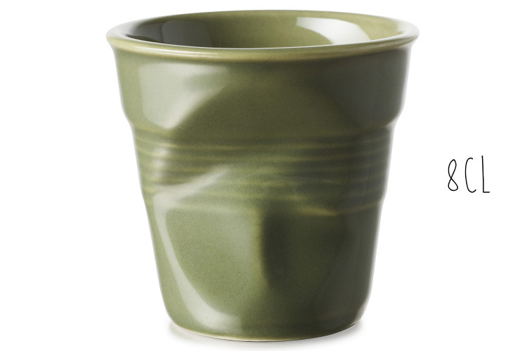 Tasse Revol Espresso Froiss&eacute; 8cl en porcelaine Vert Garrigue