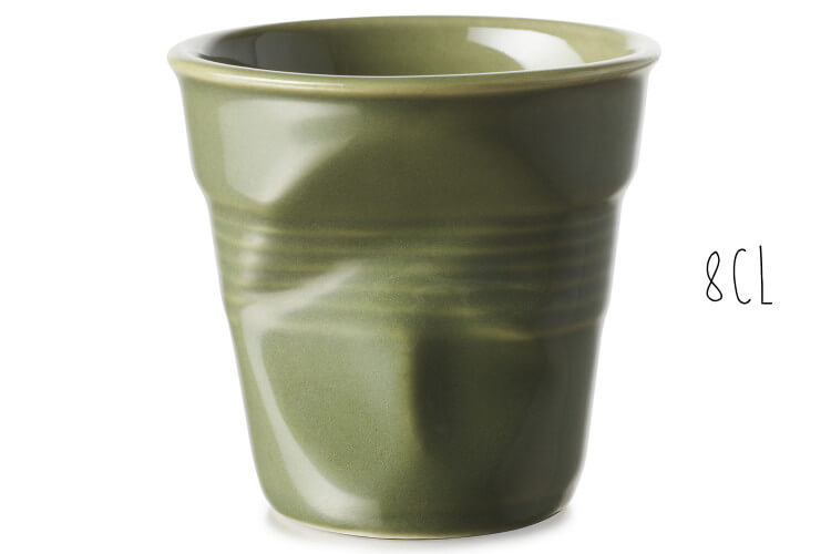 Tasse Revol Espresso Froissé 8cl en porcelaine Vert Garrigue
