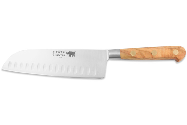 Couteau santoku Sabatier &Eacute;l&eacute;phant Id&eacute;al Forg&eacute; 17cm manche en olivier