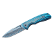 Couteau pliant Herbertz 586312 manche acier inox/titane bleu motif damassé 11,4cm