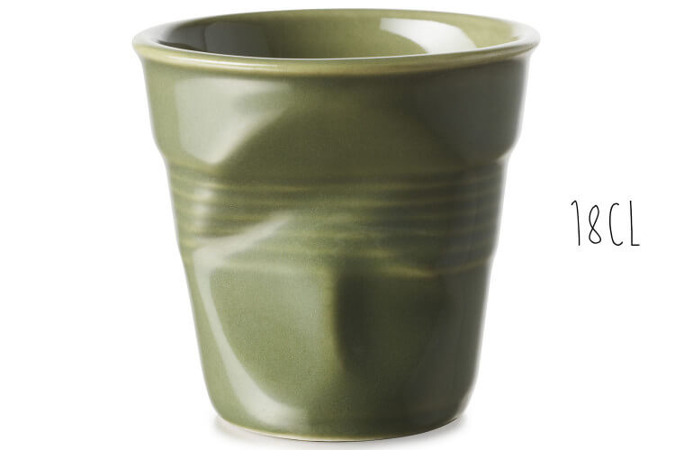 Tasse Revol Cappuccino Froissé 18cl en porcelaine Vert Garrigue