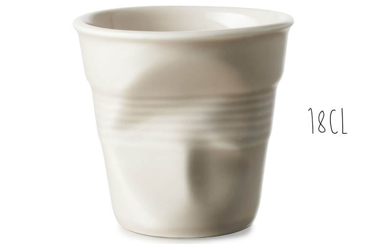 Tasse Revol Cappuccino Froissé 18cl en porcelaine Gris Galet